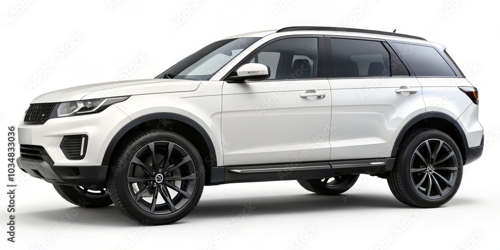 White SUV with Black Wheels on White Background, 3d rendering , car , vehicle White SUV with Black Wheels on White Background, 3d rendering , car , vehicle