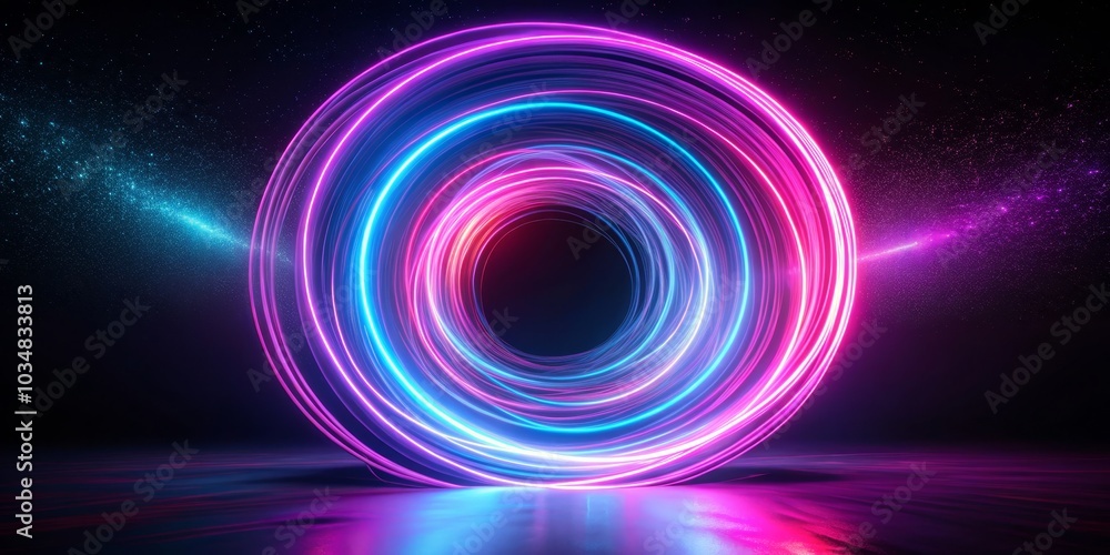 Abstract Neon Glow Ring with Cosmic Dust, Neon Art, 3D Rendering, abstract, cosmic Abstract Neon Glow Ring with Cosmic Dust, Neon Art, 3D Rendering, abstract, cosmic
