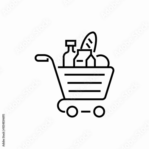 grocery cart icon sign vector