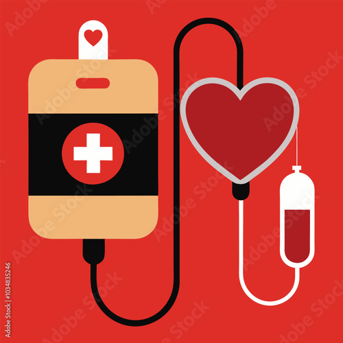 Blood bag heart medicine hemophilia treatment Adobe Illustrator Artwork