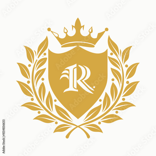 A regal gold crest emblem featuring logo Adobe Illustrator Artwork