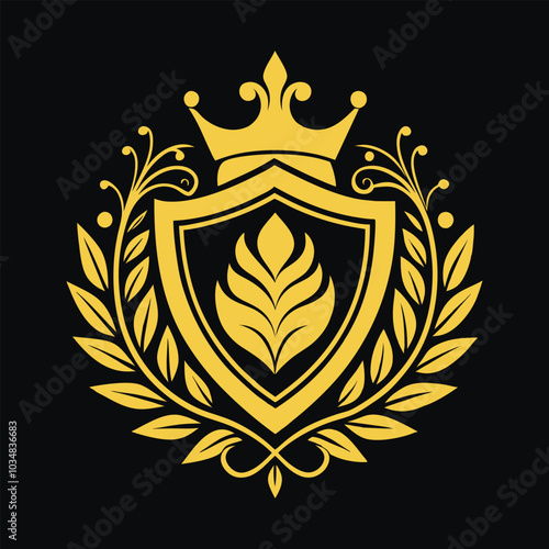 A regal gold crest emblem featuring logo Adobe Illustrator Artwork