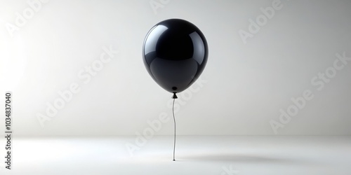 Single Black Balloon Minimalist 3D Rendering, 3d rendering, minimalism