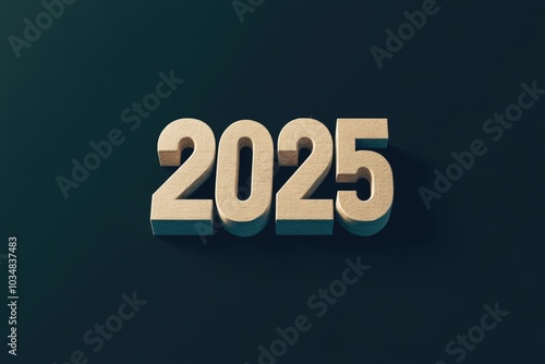 3D Wooden Numerals Representing the Year 2025