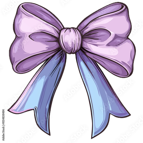 violet bow isolated on white background