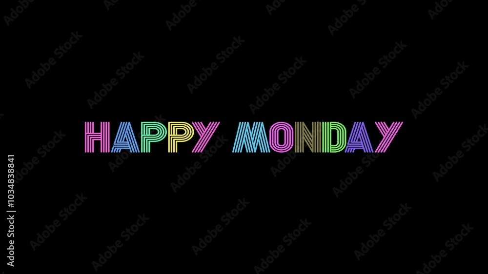 Happy monday animation. Thank you retro neon text. Thank you rope being pulled animation text. on the black screen is suitable for your vlog Happy monday animation. Thank you retro neon text. Thank you rope being pulled animation text. on the black screen is suitable for your vlog