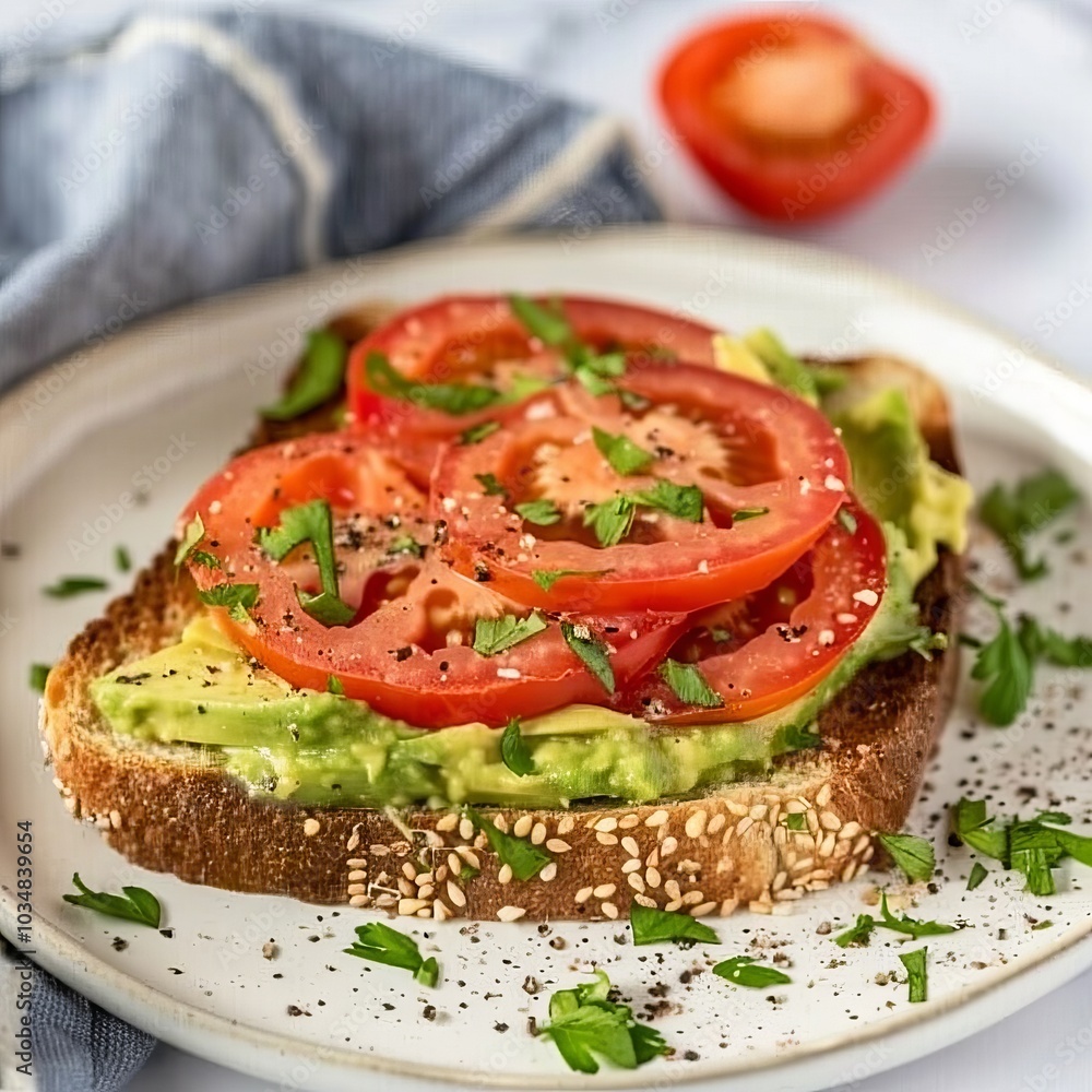 A slice of toasted sour dough bread with avocado A slice of toasted sour dough bread with avocado