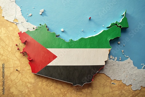 United Arab Emirates Administrative Divisions Illustration with Flag and Map photo