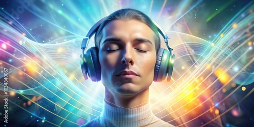 Wallpaper Mural Lost in the Melody A Person Immersed in the Rhythms of Music, Headphones Providing a Gateway to a World of Sounds Torontodigital.ca