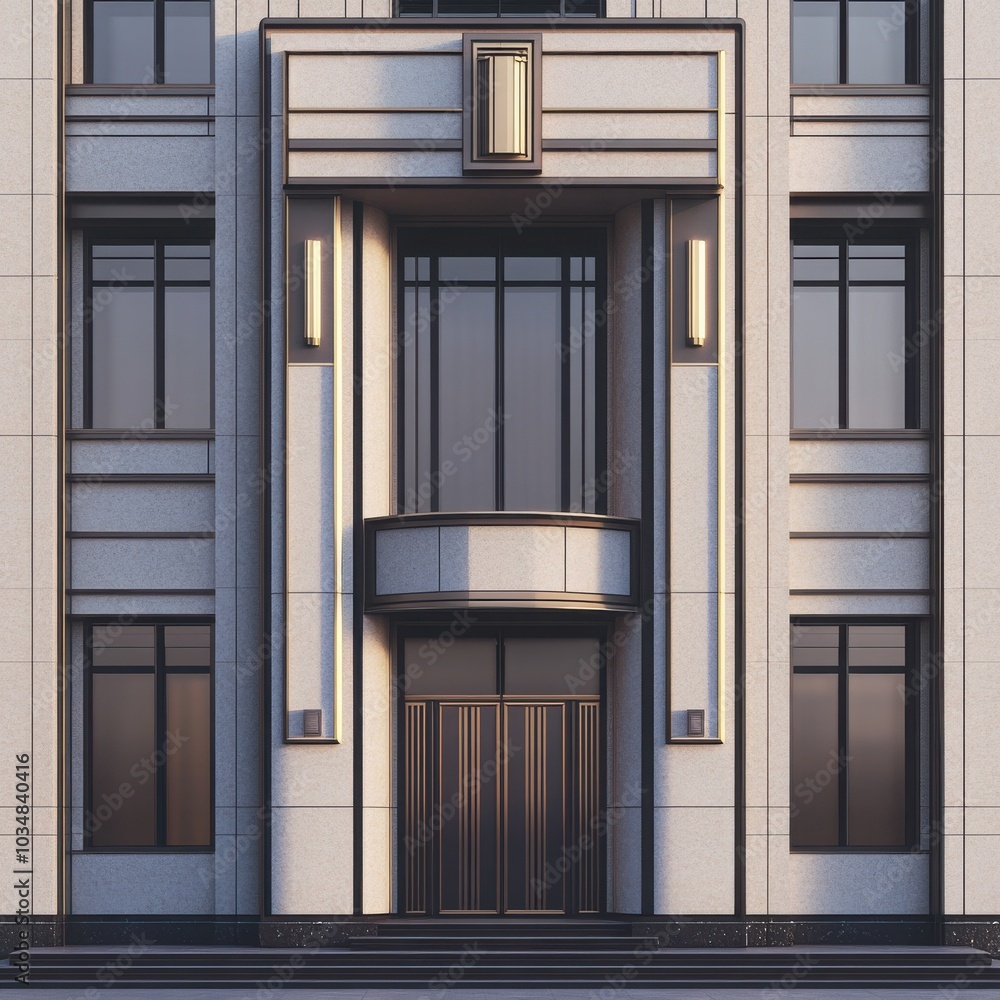 Fototapeta premium The building has a very modern look with a lot of windows