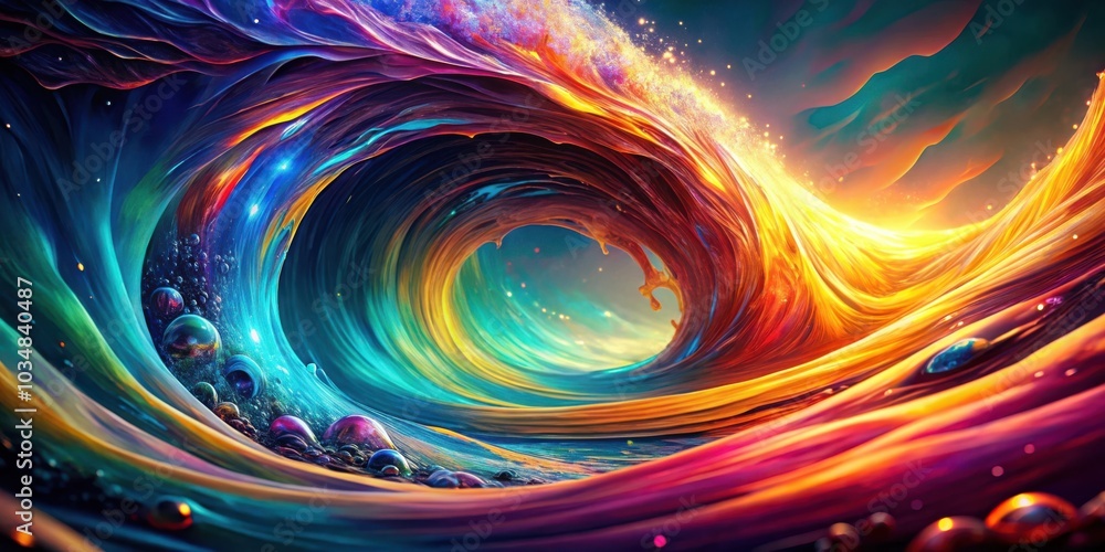 Obraz premium A Swirling Cosmic Wave of Color and Light, an Abstract Journey Through a Vibrant Universe