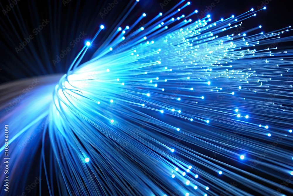 Obraz premium Silhouette illuminated blue fiber speed of light representation