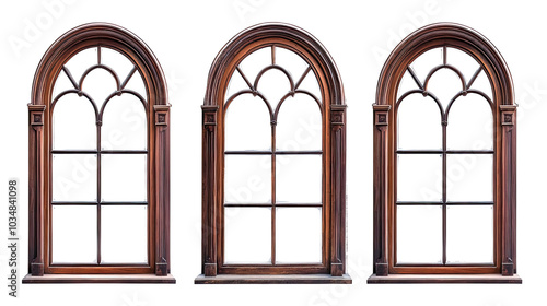 Obraz na płótnie Wooden Window Frames on a White Background Collection Generative AI w salonie