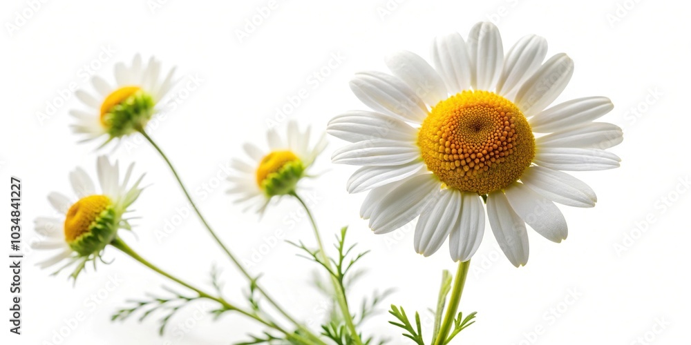 Silhouette isolated chamomile plant on a clean white background Silhouette isolated chamomile plant on a clean white background