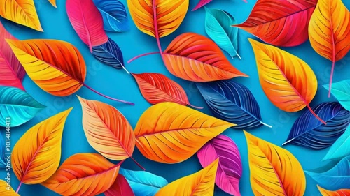 Wallpaper Mural Colorful autumn leaves on a blue background. Torontodigital.ca