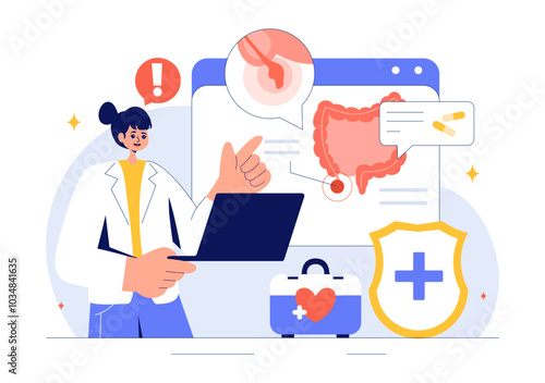 Appendicitis Vector Illustration Featuring Inflammation of the Appendix and Stomach Treatment in a Healthcare Flat Style Cartoon Background