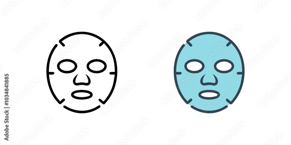 Vector icon of a beauty face mask, representing skincare treatments and wellness routines. Vector icon of a beauty face mask, representing skincare treatments and wellness routines.