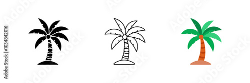 Icon of a palm tree symbolizing relaxation, tropical vacations, and wellness.