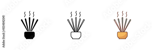 Vector icon of incense sticks, symbolizing aromatherapy and relaxation practices.