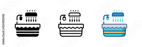 Icon of a spa bathtub, representing relaxation, wellness treatments, and self-care.