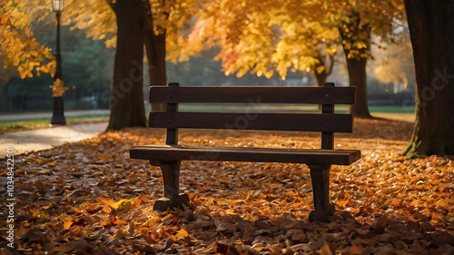 Autumn in the park, bench in autumn park, fall seasons, landscape, leaves, foliage