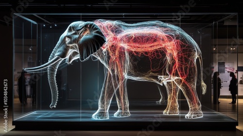 A large scale holographic scan of an elephant skull and nervous system