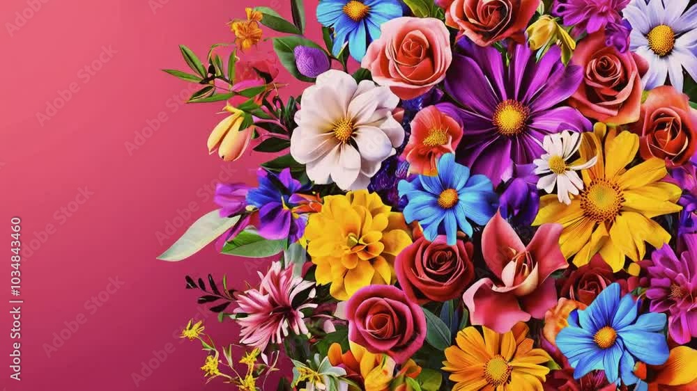 Close-up of a vibrant bouquet of flowers, including roses, daisies, and lilies. Close-up of a vibrant bouquet of flowers, including roses, daisies, and lilies.