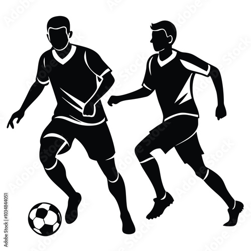 Soccer players running with ball  Adobe Illustrator Artwork