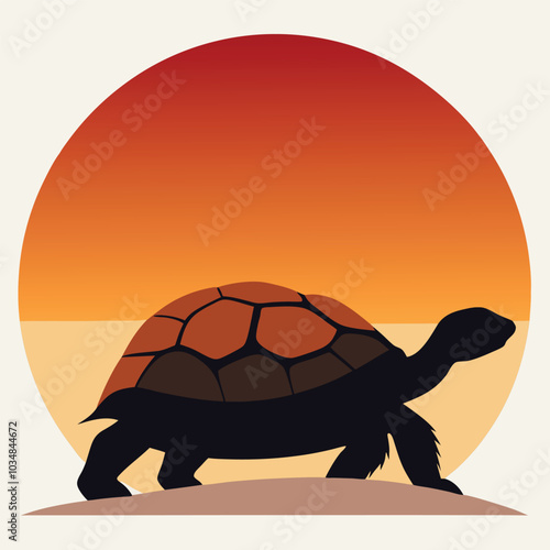 Tortoise vector silhouette on white background Adobe Illustrator Artwork