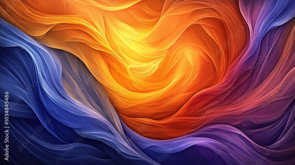 A vibrant abstract swirl of orange, yellow, and blue hues, evoking a sense of warmth and energy in a harmonious blend of colors. A vibrant abstract swirl of orange, yellow, and blue hues, evoking a sense of warmth and energy in a harmonious blend of colors.
