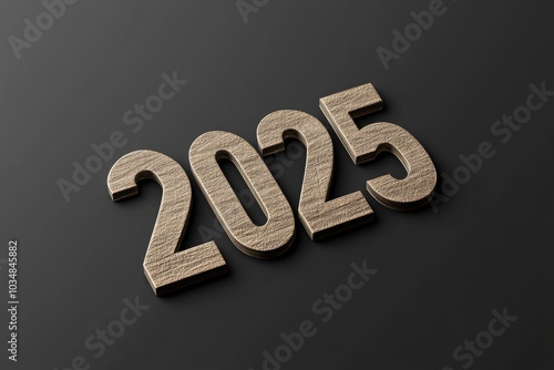 Wooden 3D Numerals Representing the Year 2025