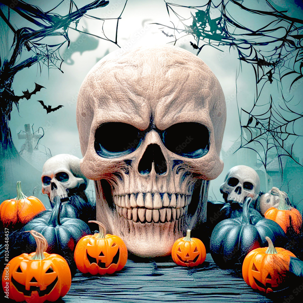 halloween background with skull and bones halloween background with skull and bones