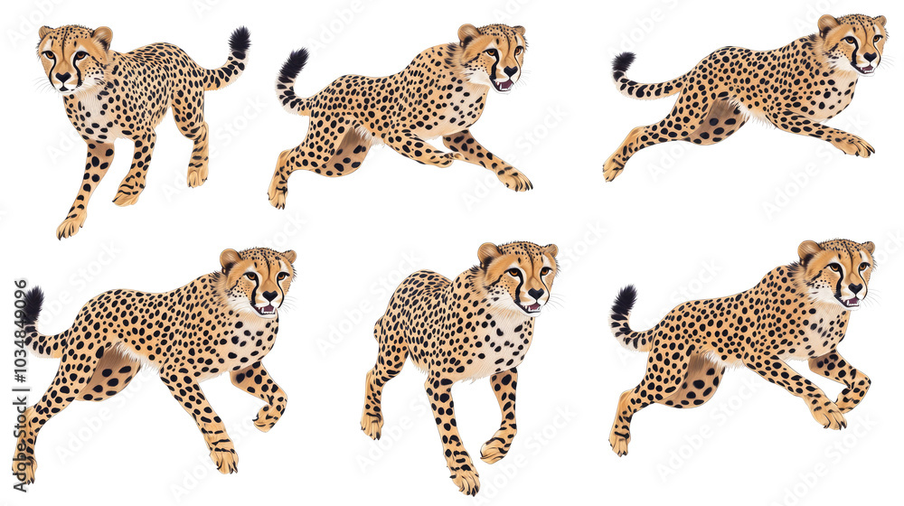 Fototapeta premium Majestic Cheetahs Sprinting Towards the Camera in a Nature Setting Generative AI