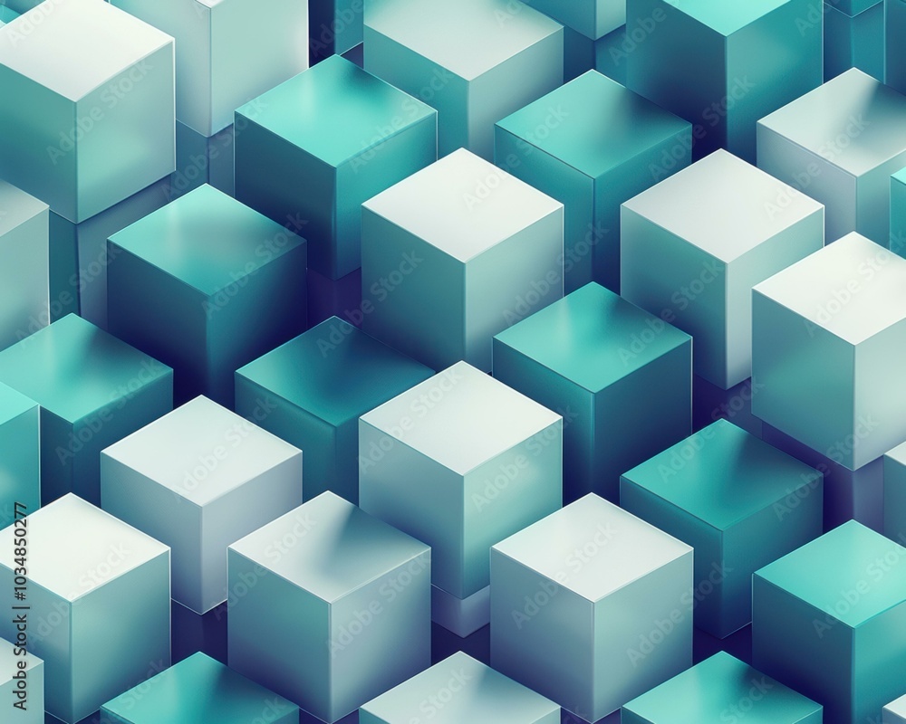 A pattern of blue and white cubes. AI. A pattern of blue and white cubes. AI.