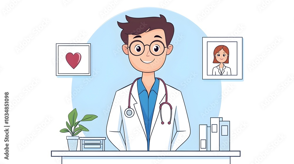 Friendly Professional Doctor in Minimalist Office Setting Consulting with Patients Friendly Professional Doctor in Minimalist Office Setting Consulting with Patients