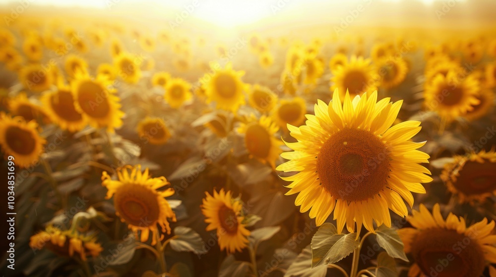 Obraz premium Sunflowers blooming in a field. AI.