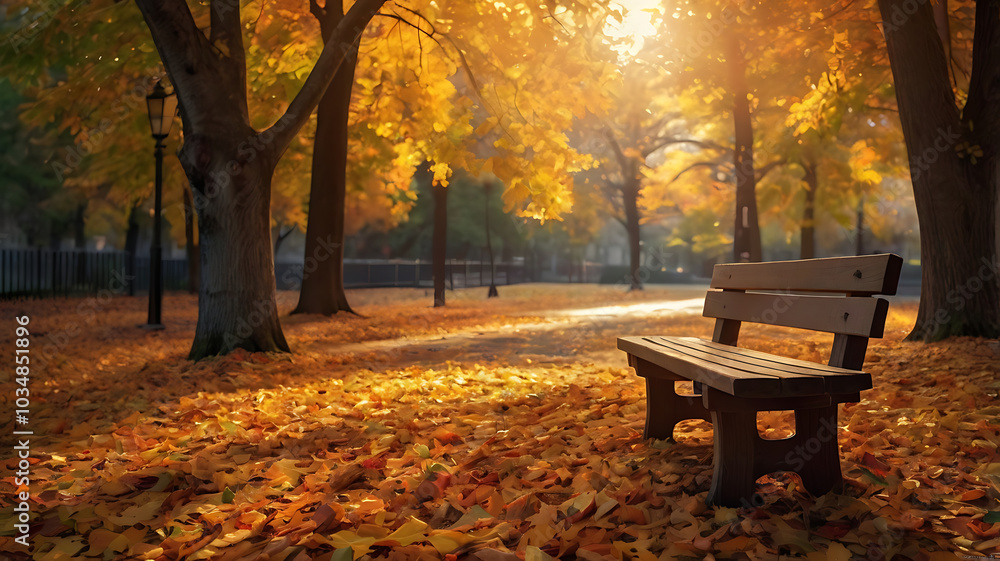 Autumn in the park, bench in autumn park, fall seasons, landscape, leaves, foliage Autumn in the park, bench in autumn park, fall seasons, landscape, leaves, foliage