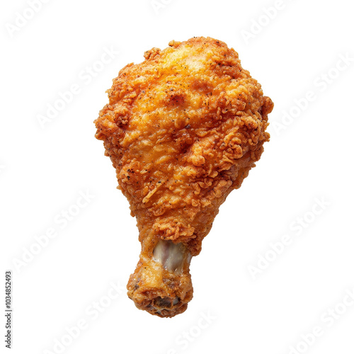 Fried chicken isolated on a white background, highlighting its crispy texture and golden-brown color. cutout png