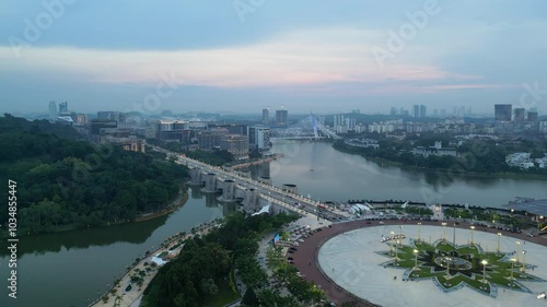 Wallpaper Mural Putra Bridge aerial looking over Putrajaya City, Malaysia Torontodigital.ca