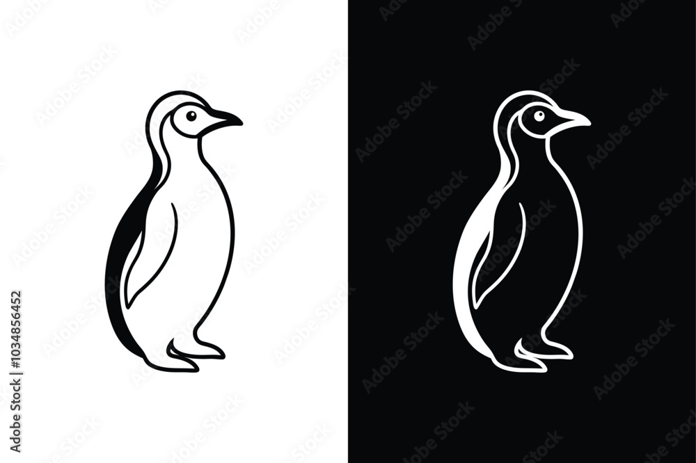 Naklejka premium Penguin Icon for Web Design. Clean Line Art from the Wild Animals Collection