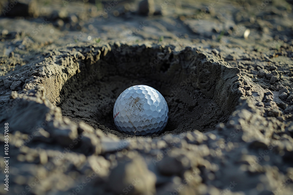 Golf ball in sand trap Golf ball in sand trap