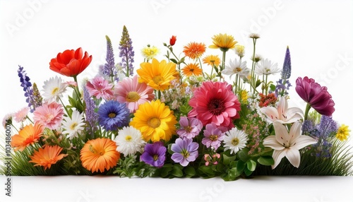 Wallpaper Mural colorful flowers, summer flowers, garden, white background, blooming, vibrant, nature, floral display, garden scene, bright colors, decorative, seasonal flowers, botanical, floral design, fresh blooms Torontodigital.ca