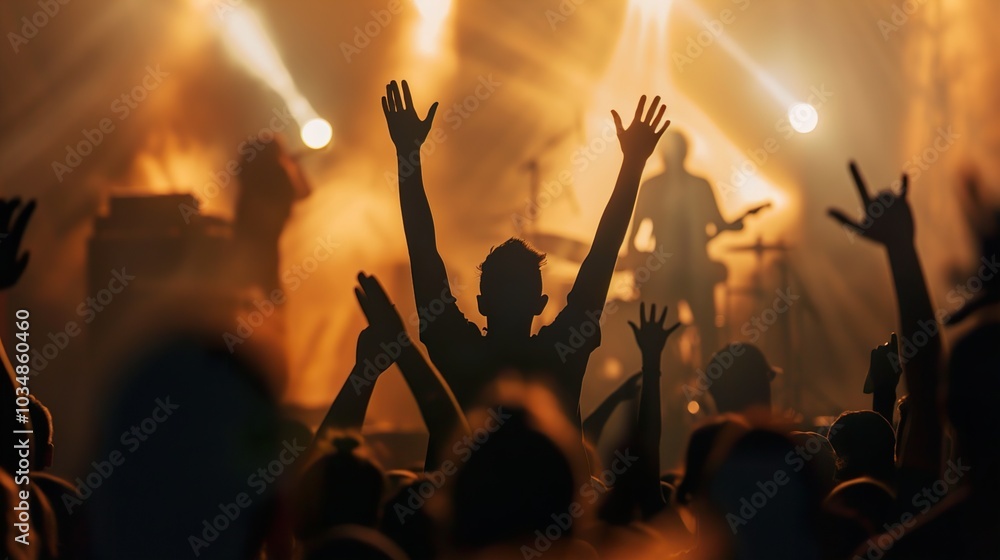 Silhouettes of a Crowd at a Live Music Concert Silhouettes of a Crowd at a Live Music Concert