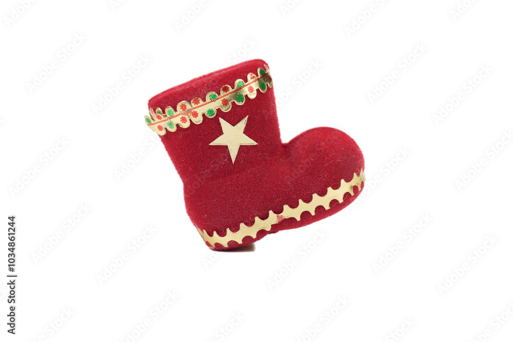 Christmas decoration red felt boot. Christmas decoration red felt boot.