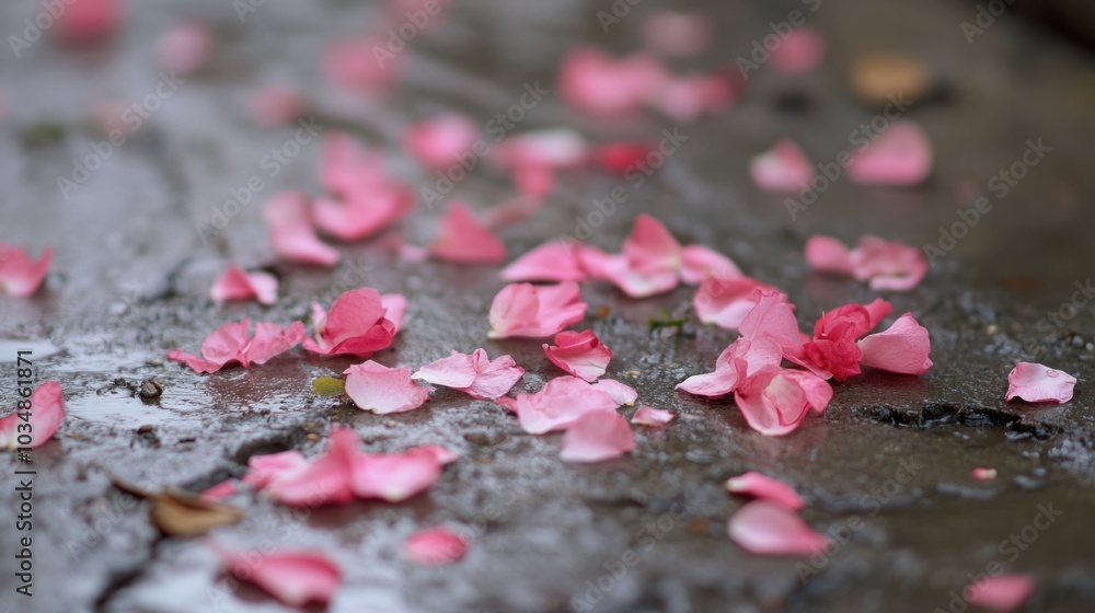 Pink Petals on Wet Pavement Pink Petals on Wet Pavement