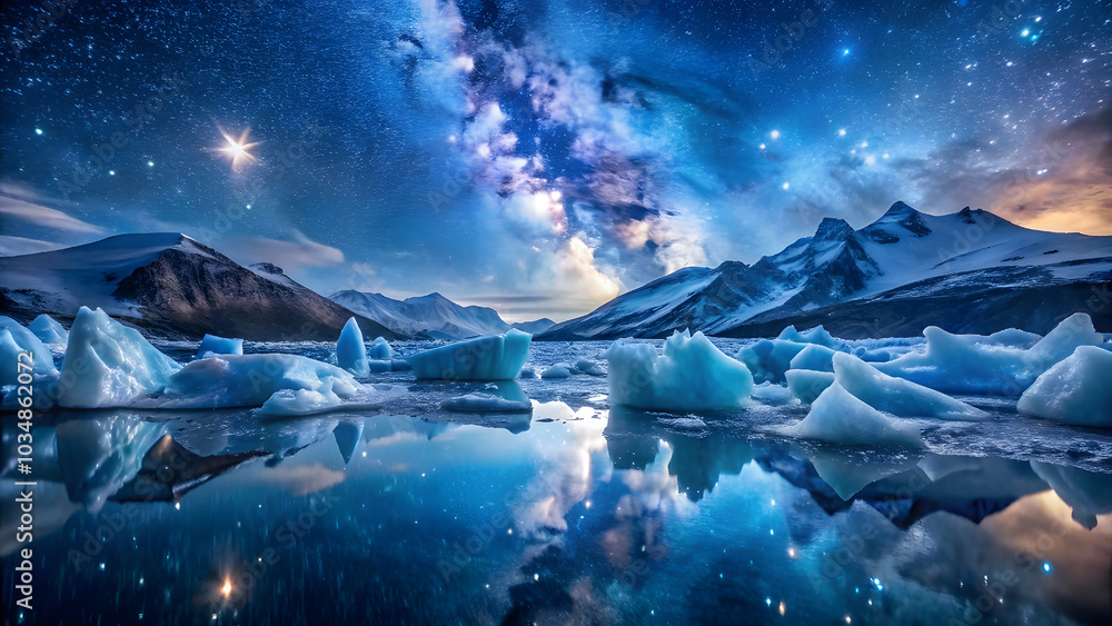 Fototapeta premium Glittering Ice Crystals on Glacier. Perfect for: Christmas, Winter Solstice, Polar Celebrations