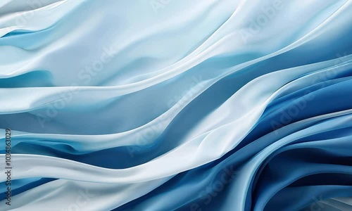 Abstract Flowing Blue Fabric Waves - Elegant and Serene Background Texture photo