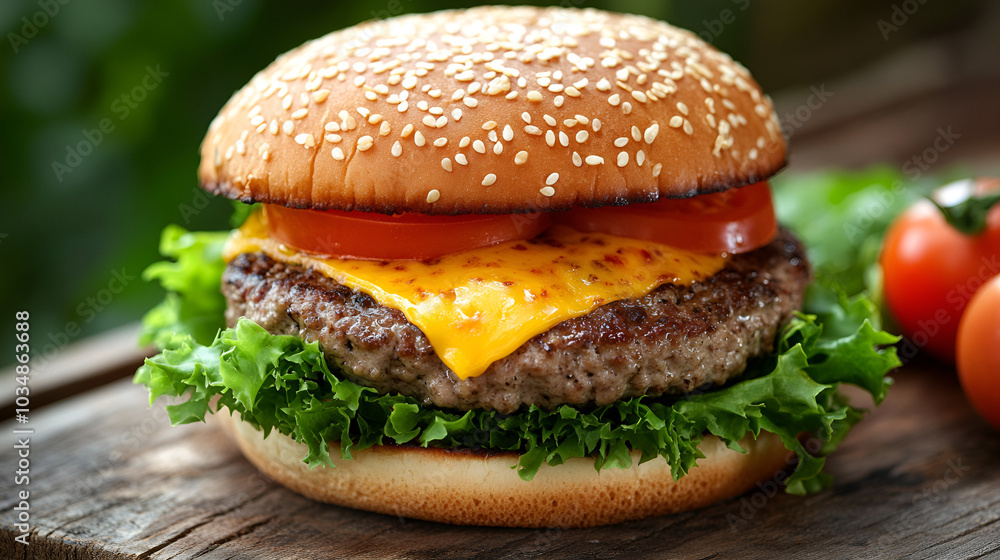 Juicy cheeseburger with fresh ingredients Juicy cheeseburger with fresh ingredients