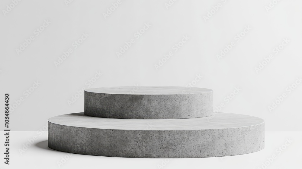 Two Round Concrete Platforms on a White Background Two Round Concrete Platforms on a White Background