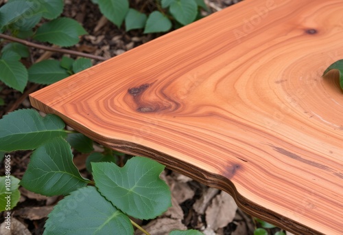 Cherrywood A hardwood with a reddish brown color and smooth grai photo